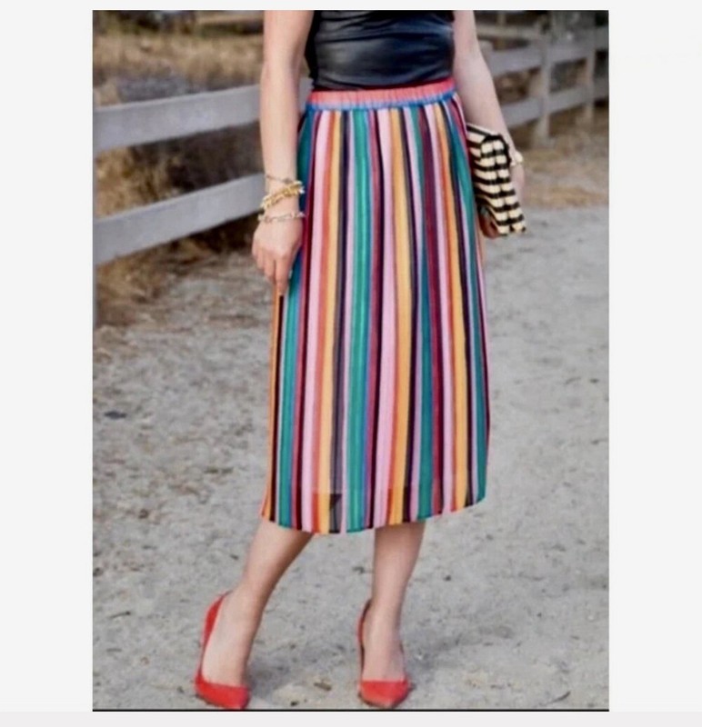 Who What Wear Womens Rainbow Pleated Midi Skirt Sz XXL Flowy