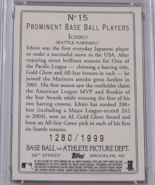 2007 Topps Turkey Red Chrome #15 Ichiro Suzuki 1280/1999 PSA 9 MINT MLB Seattle view 6
