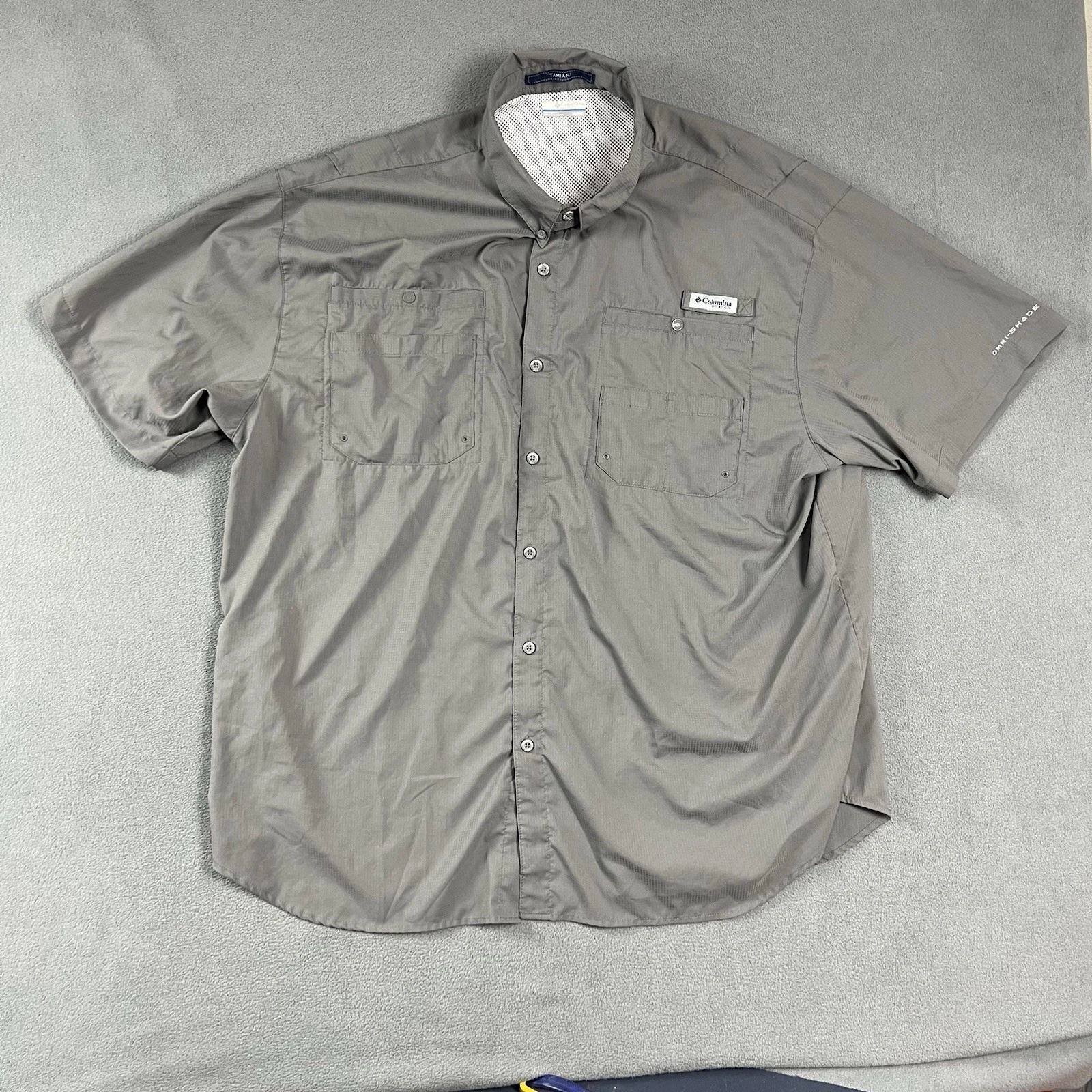 Columbia PFG Shirt Shirt Mens 3XL Gray Tamiami Button Up Vented Outdoor Hiking