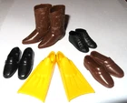 5 Pairs of Vintage Ken Foot Wear  60's-  Dress Shoes Boots Flippers - Barbie