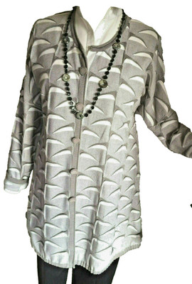 GLASMACHER LONGJACKE 44-46-48 flanell+weiß *NEU*LP*179*  STRICK 27832 Rö-Muster