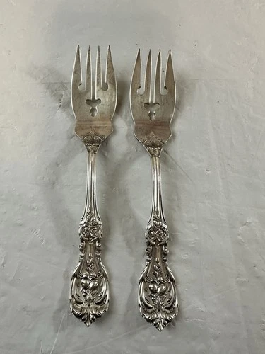 Vintage Reed & Barton Sterling Silver Francis First Cluster Salad Forks Pair