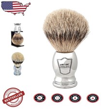 Parker Silvertip Badger Brush  Chrome Handle  Stand  Luxury Lather