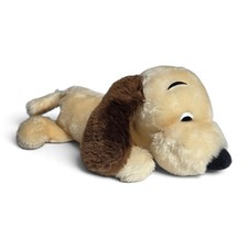 R Dakin  1973 Vintage Plush Stuffed Dog Lying Down Cream Tan Floppy Brown Ears