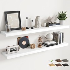 55 Inch Floating Shelves for Wall 2 Pack 8"D Wood Grain Bathroom Shelves New