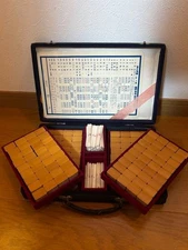 Vintage Retro Mahjong Set Complete with Tiles Scoring Sticks Dice Storage Japan