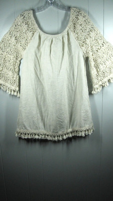 Velzera Top Women's L Off the Shoulder Cochet Bell Sleeves Boho Hippie Beach