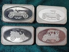 Four 1 Oz .999 Fine Silver Bars, Classic Cars