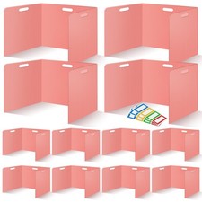 12 PCS Red Desk Dividers Plastic Privacy Folders Trifold Panel Partitions