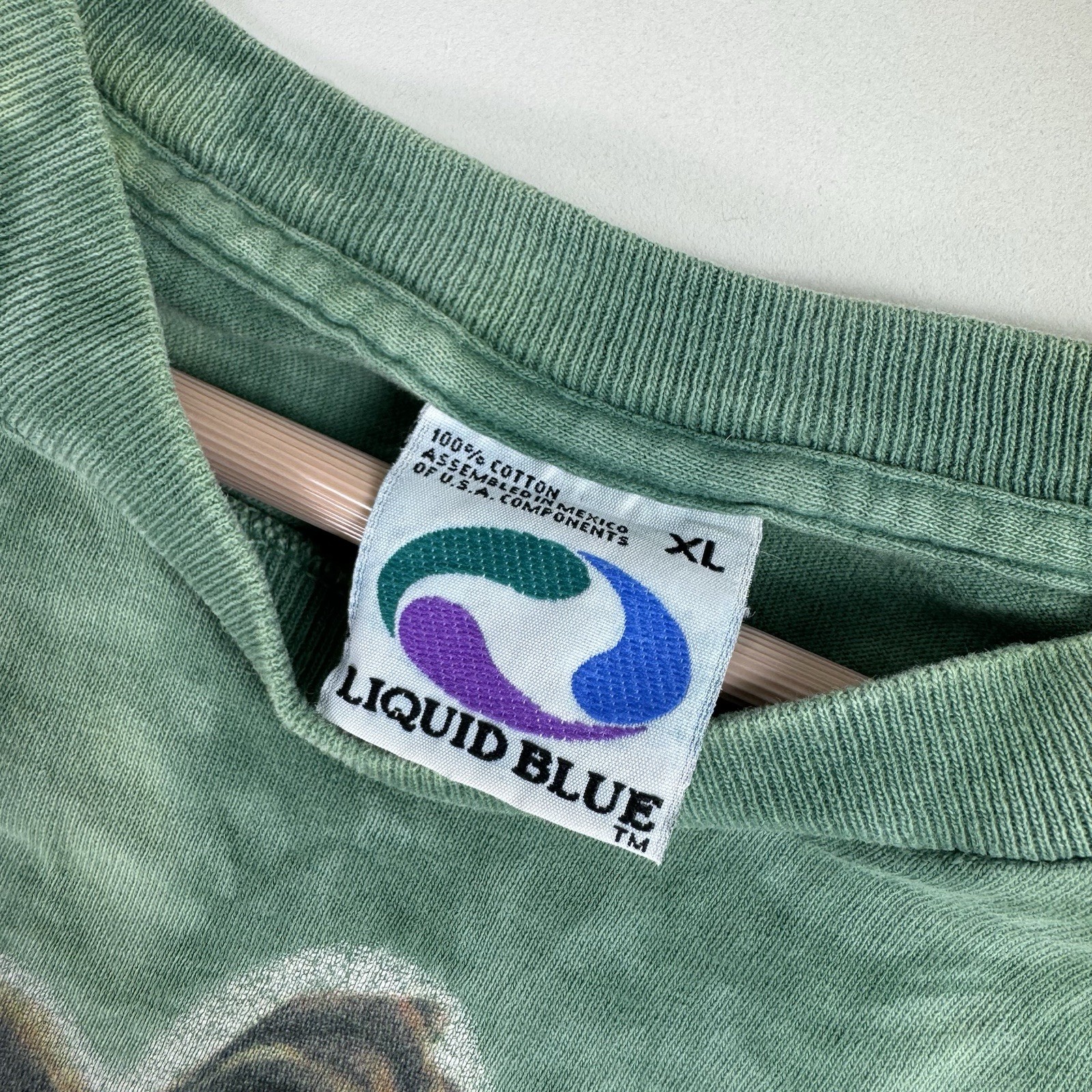 Vintage Jar Jar Binks Liquid Blue Shirt RARE green Tie Dye Star Wars 90s XL image 4