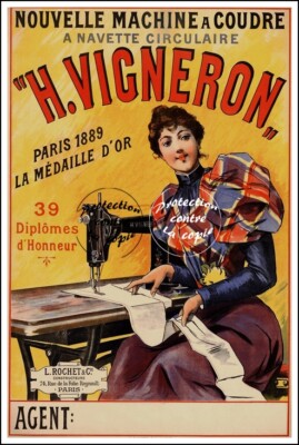 POSTER HQ 50x70cm eines VINTAGE POSTERS Nähmaschine Winzer