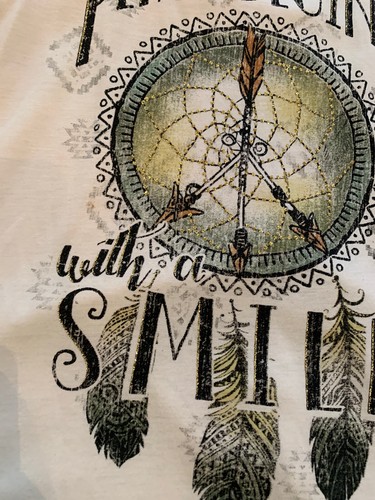 XL Beautees Niñas Tanque Sin Mangas "La paz Comienza con una Sonrisa"" Blanco - Imagen 4 de 5