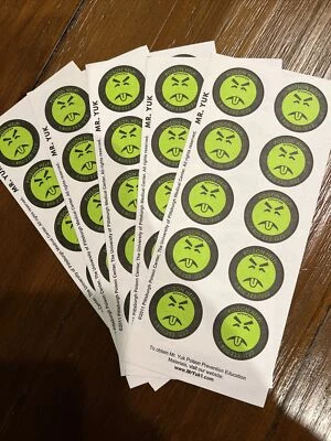 MR YUK Mr. Yuk Stickers 50 Stickers (5 Sheets) Yuck FREE SHIP! 70’s 80’s 90’s RETRO!