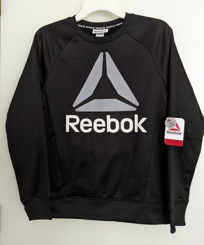 New Reebok Boys Black Fleece Lined Pullover Sweat Shirt Full Zip Pocket 18  XXL - Picture 1 of 6