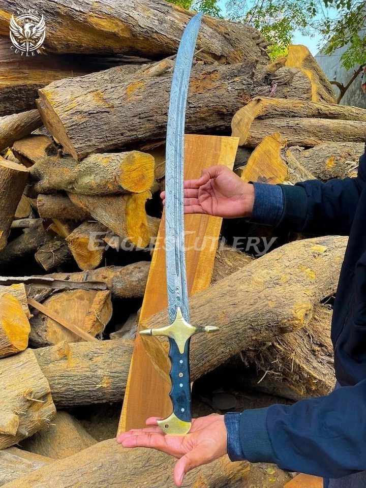 Espada sultão otomano aço Damasco Ertugrul espada árabe turca cabo Micarta - Imagem 3 de 4