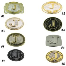 Initial Letter Belt Buckle Alphabet J Monogram Men Cowboy Western RODEO COWGIRL