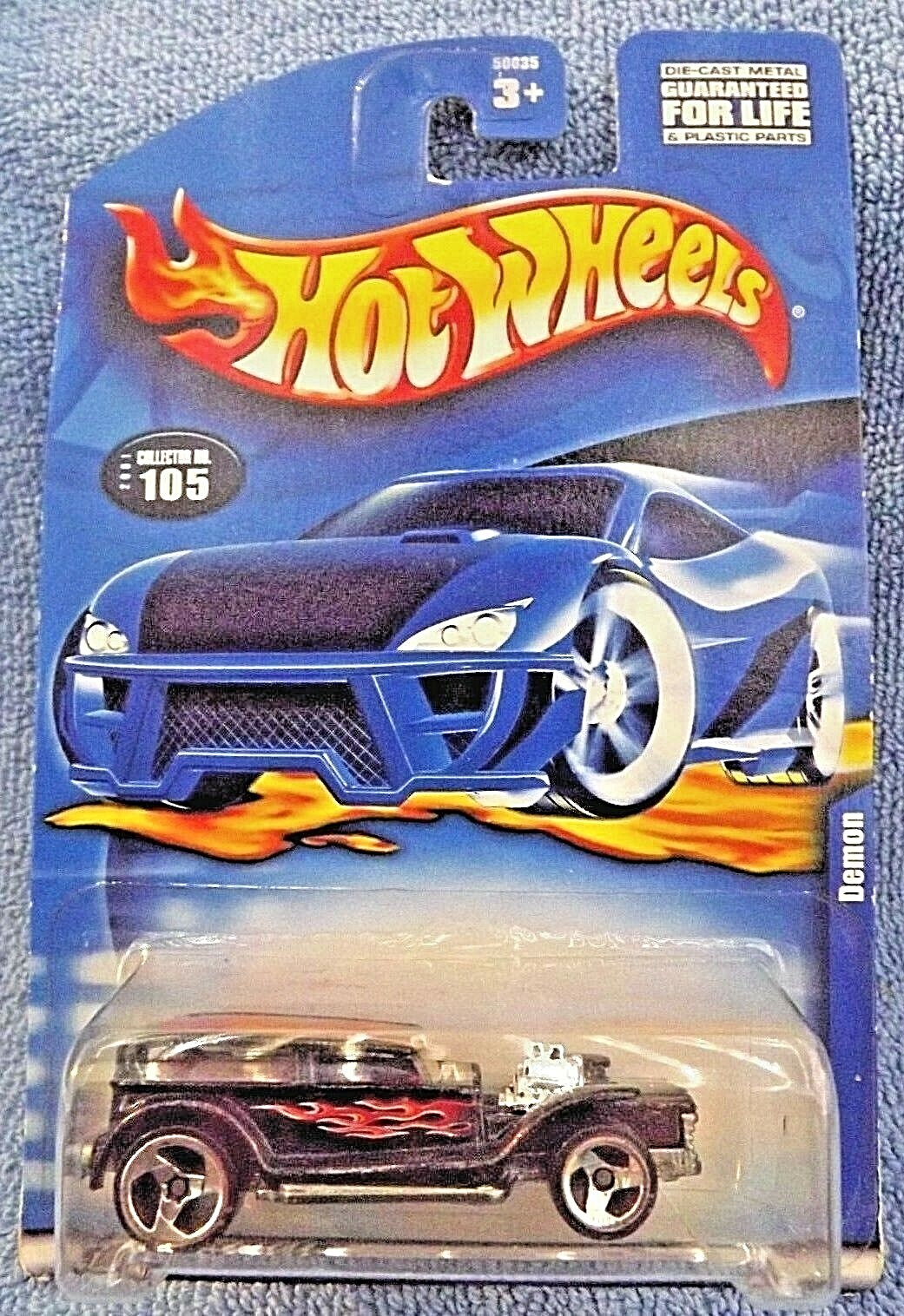 2001 Hot Wheels Mainline/Collector #105 DEMON Black w/Chrome Black w/3Sp Thailnd