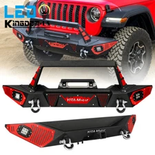 Front / Rear Bumper for 2007-2018 Jeep Wrangler JK JKU with LED Lights D-Rings