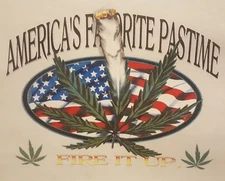AMERICA'S FAVORITE PASTIME POT WEED MARIJUANA LEAF MARY JANE SHIRT #MJ-7 POCKET