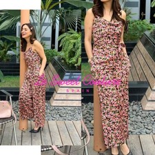 ZARA WOMAN NWT FLORAL JUMPSUIT PINK BLACK SIZE XS 1165/161 SALE