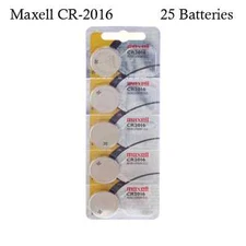 Maxell CR2016 Battery 3V Lithium Coin Cell CR2016 Batteries (25 Count)