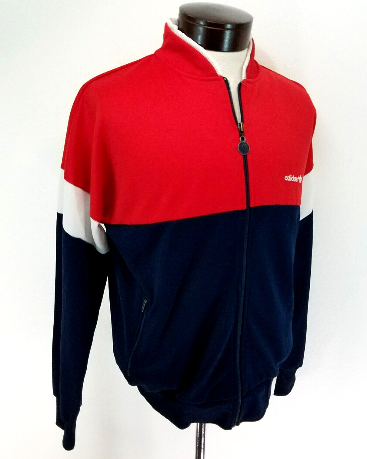 Vtg 80s ADIDAS Track Jacket Red White Blue Colorblock… Gem