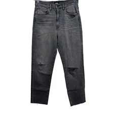 Hudson Womens Jeans Kass Straight Leg Stretch Distressed Raw Hem Hi Rise Gray 27