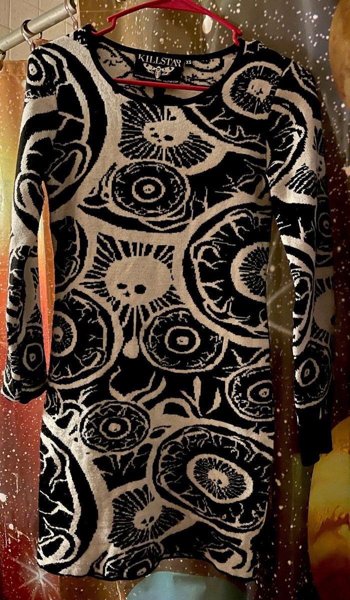 Killstar Sweater Dress Black My Eye Ladies Knit Stretch Goth Mini Size XS Rare | eBay Killstar Sweater Dress Black My Eye Ladies Knit Stretch Goth Mini Size XS Rare | eBay