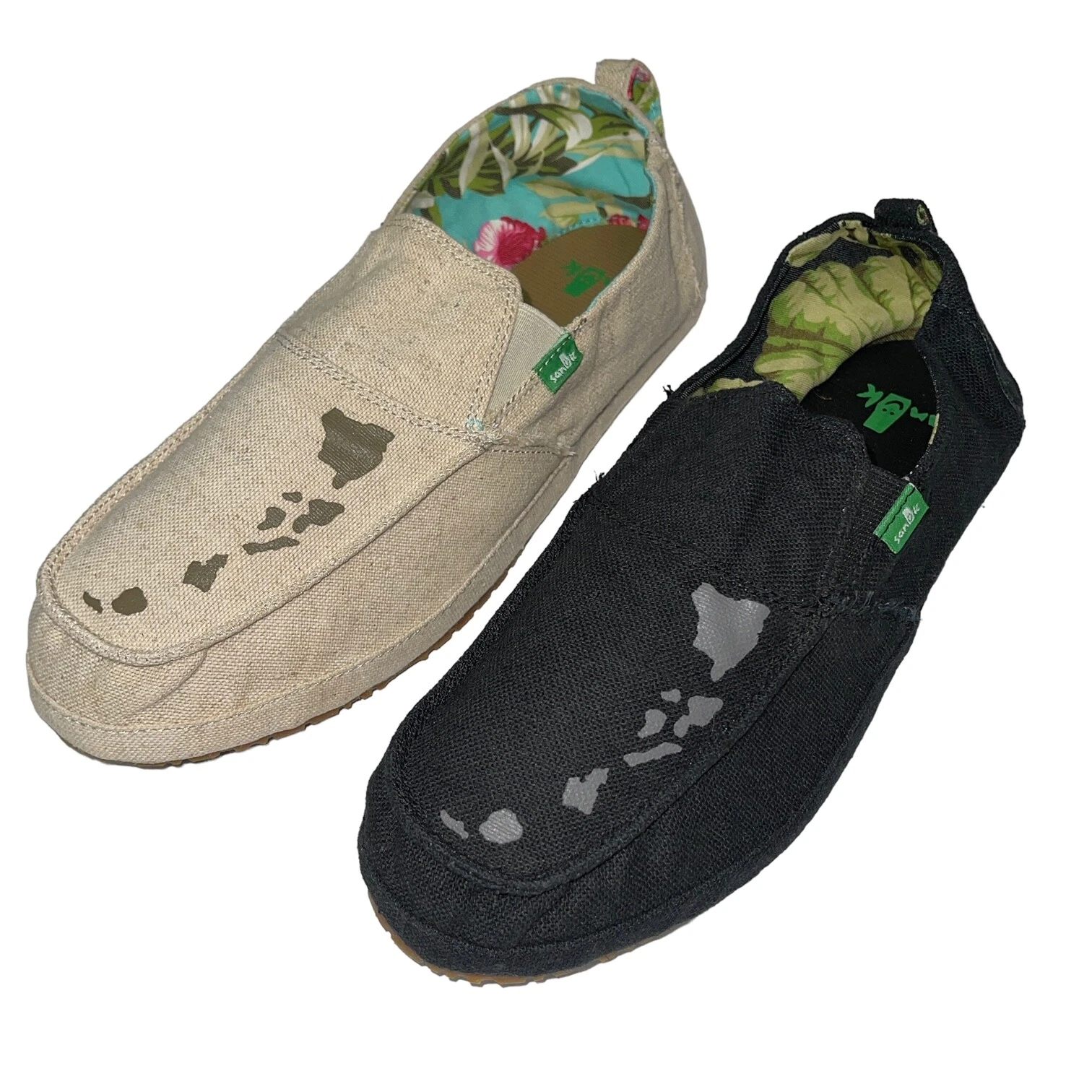 Sanuk Shoes Mens Commodore Hawaiian Islands Canvas Beach Loafers Sidewalk Surfer