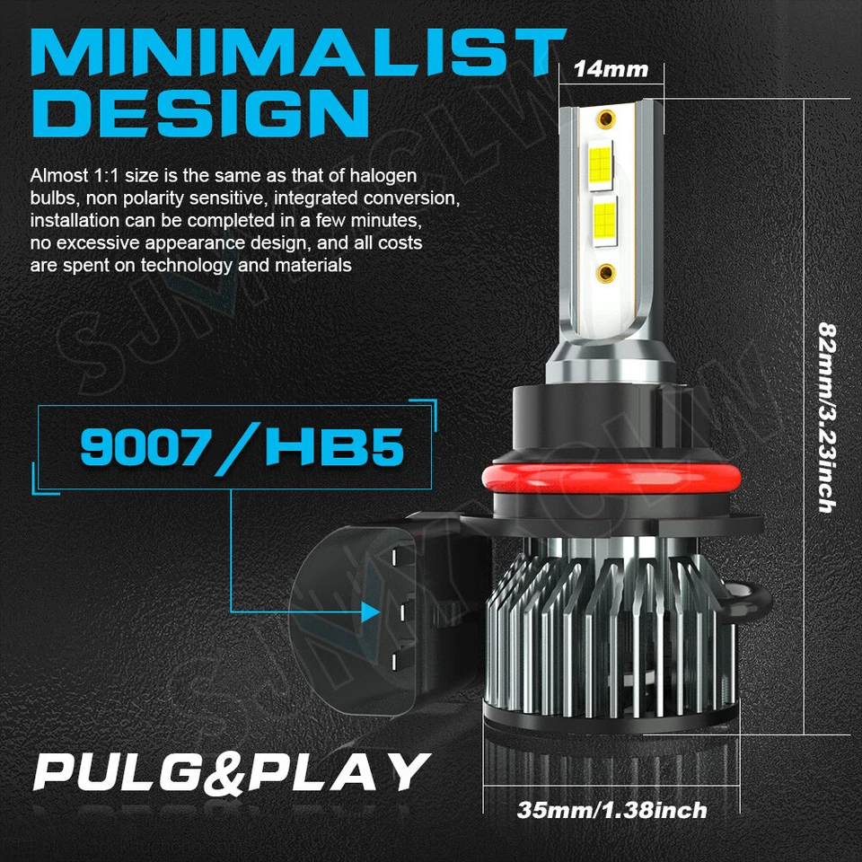 For Mitsubishi Galant 2007-2012 - 6500K LED Headlight High/Low + Fog Bulbs Combo - Image 3 of 4