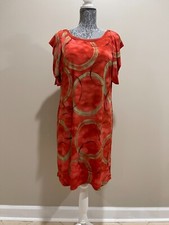 Simply Vera Vera Wang Dress  XL Red Gold With Green Circle Short Sleeves New