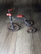 Vintage Look Metal Wood Small 8" Doll Tricycle, Rustic Decor