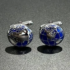 Round World Map Cufflinks For Men Birthday Wedding Gift Cufflinks In Box
