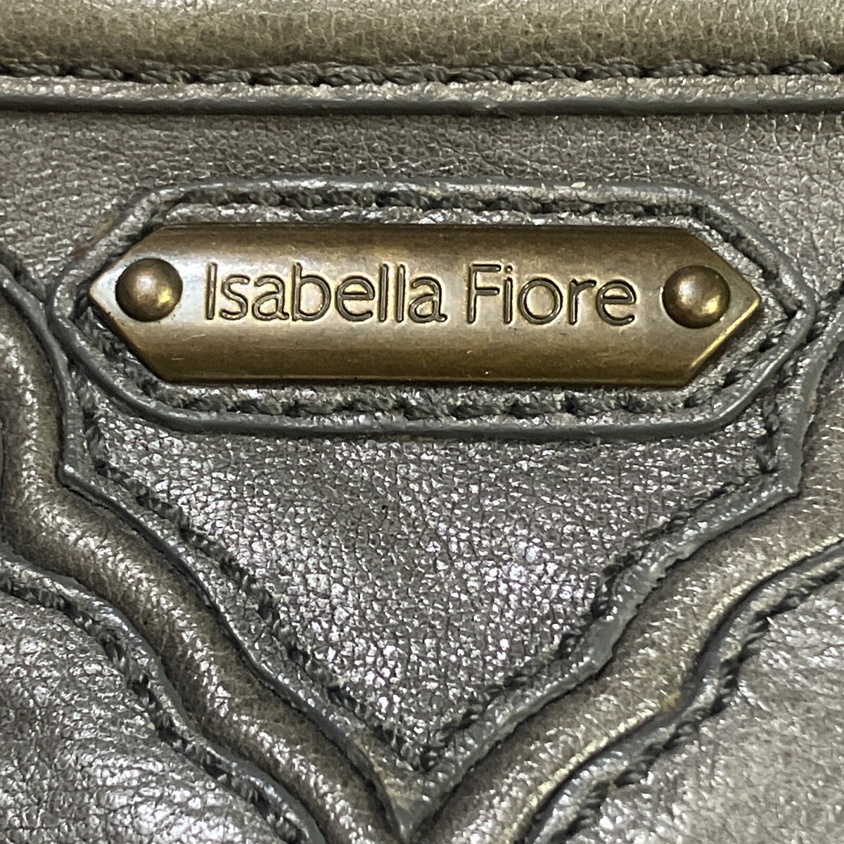 ISABELLA FIORE SUNRISE JEANNIE GRAY LEATHER HANDBAG STUDDED | eBay