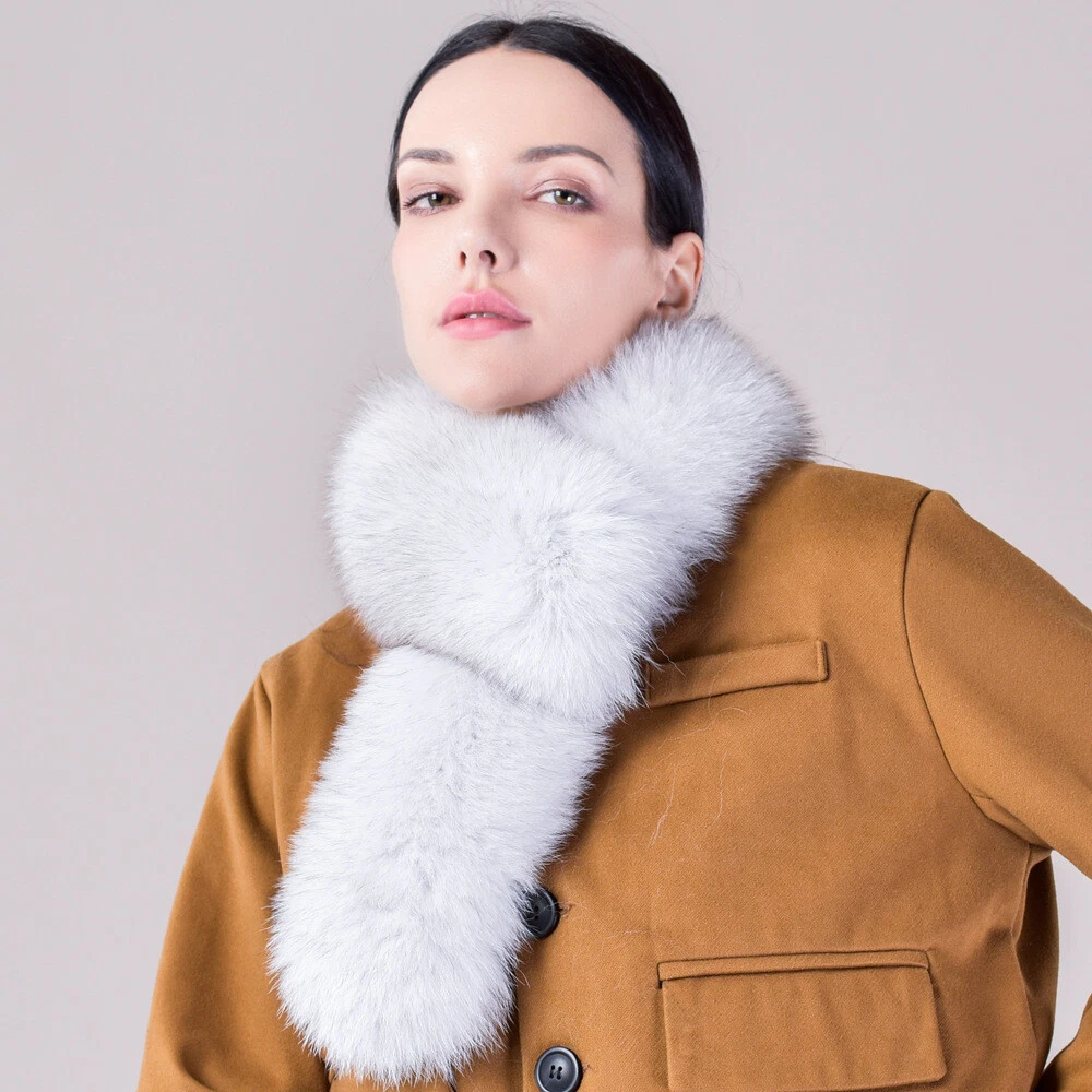 100% Real Rabbit Fur Scarf Knitted Neck Warm Collar Scarves Wraps Winter Women's