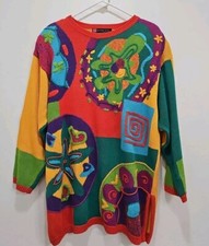 Vintage IB Diffusion Sport Tunic Sweater Colorful Multi Color Floral...