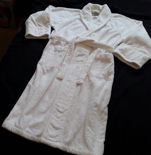 Frette Robe Shawl Collar Bathrobe S / XS Dad Father Cotton Resort White NWOT - Picture 2 of 13