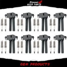 8X UF504 Ignition Coils+16X Iridium Spark Plugs for Jeep Dodge Durango RAM 1500