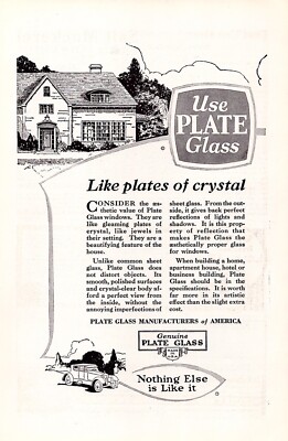 1923 Plate Glass Manufacturers Of America ~ Plates Of Crystal ~ VINTAGE PRINT AD