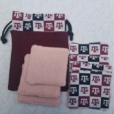 Texas A&M University Reusable Makeup Remover Wipes & Drawstring Bag Handmade 