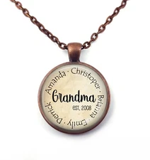 Custom Grandma Established Necklace or Key Chain with Kids Names Personalized
