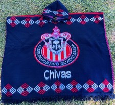 Poncho Unisex Equipo de Fútbol Chivas Mezcla Lana Alpaca Hecho en Ecuador.