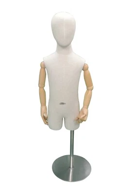 JSF Unisex Child Mannequin Torso Display with Flexible Wooden Arms With Stand
