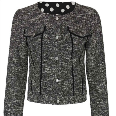 Black slate and willow tweed crop jacket