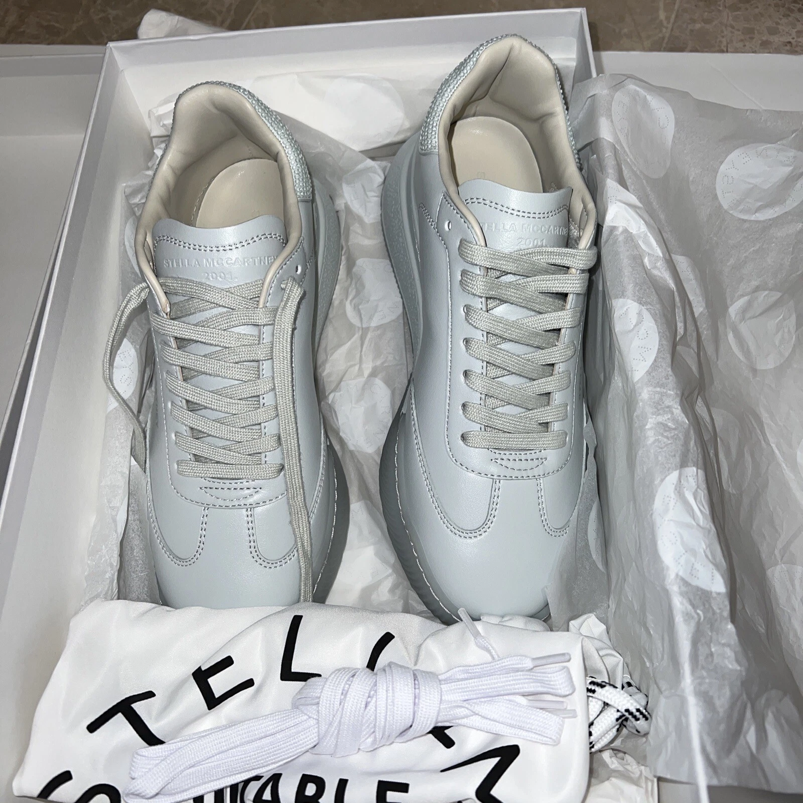 Stella McCartney — ❤️ Stella McCartney EU 39 'loop' SM61A Grey Cloud Crystal Sporty Mat Sneakers