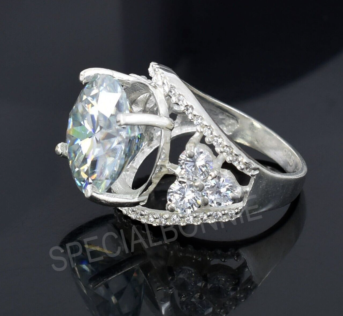 Certified Ct Moissanite Solitaire Ring, Great Shine Lab  Created