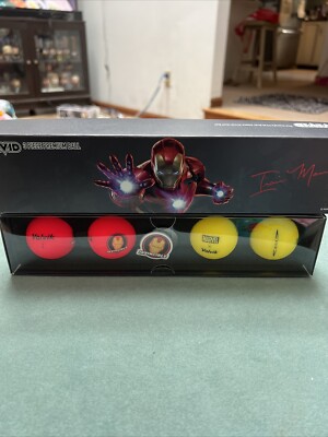 Volvik Marvel Iron Man Super Hero Premium Golf Balls 4-Pack w/Ball Marker New