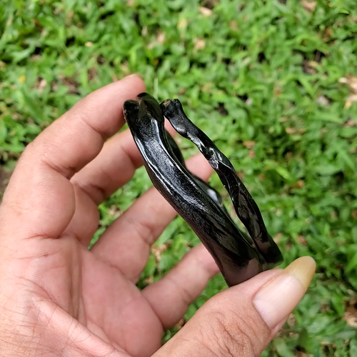 Exotic Indonesian Black Akar Bahar Bracelet Genuine Coral Bangle #331 - Video 1 of 1