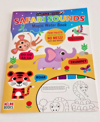 MAGIC WATER BOOK SAFARI SOUNDS PAINT PALETTE on PAGES NO MESS JUST ADD WATER