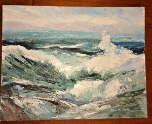 Vintage Gloucester Massachusetts Bass Rocks Surf Ocean Female Cape Ann Artist